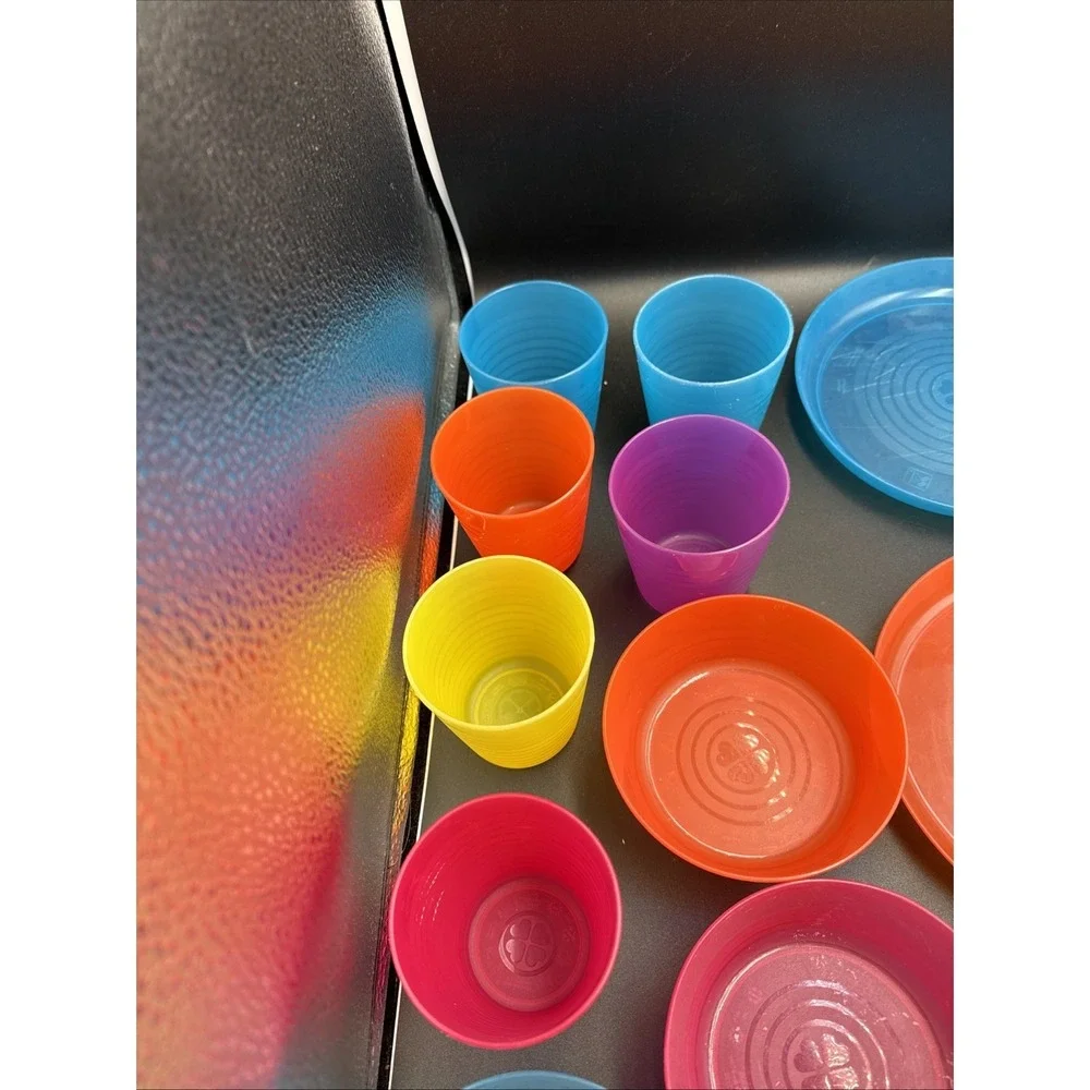Ikea Lot of 16 Bowls Cups Plates Kalas Plastic Kid Child Rainbow Bright